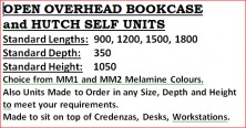 Overhead Bookcase Hutch Units, Various Sizes, MM1 And MM2 Melamine Colours